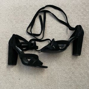 Steve Madden black suede lace up heels